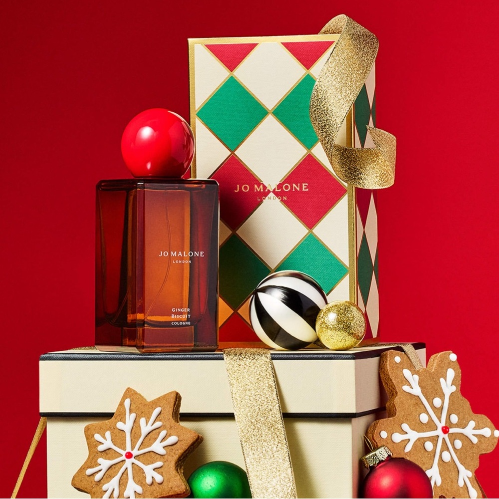 Jo Malone Festive Ginger Biscuit Cologne with Red and Gold Accents